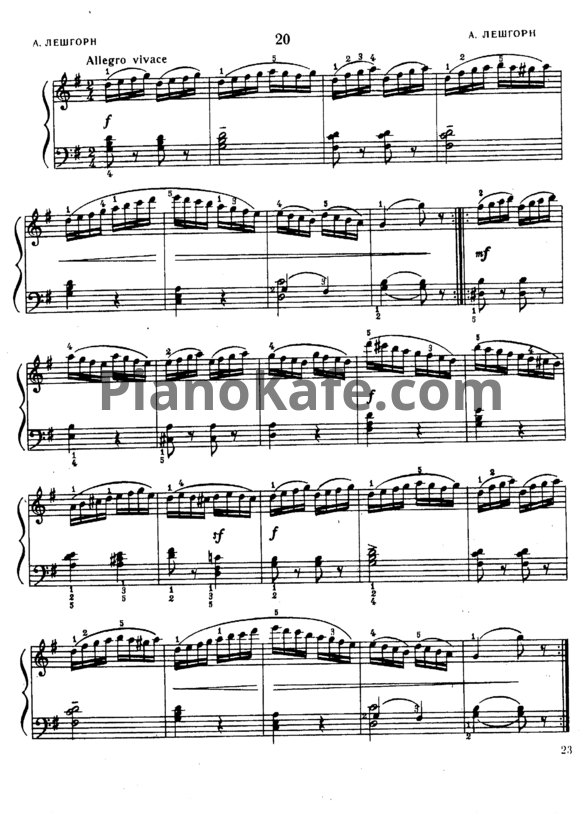 Ноты Альберт Лешгорн - Этюд (Соч. 65, №15) - PianoKafe.com
