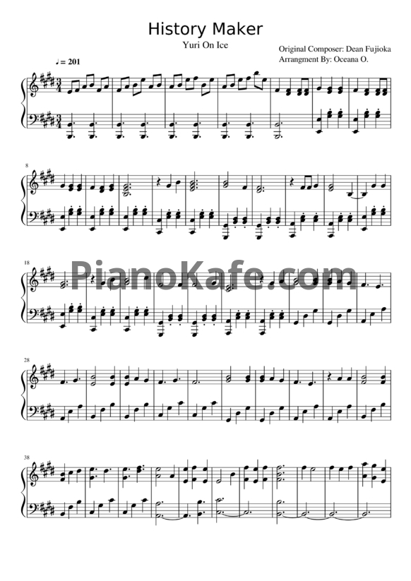 Ноты Dean Fujioka - History maker - PianoKafe.com