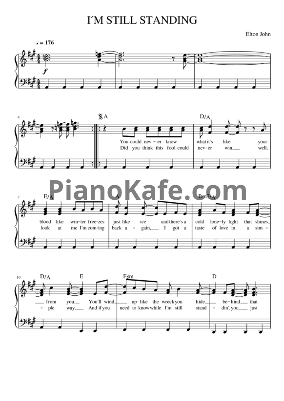 Ноты Elton John - I'm still standing - PianoKafe.com