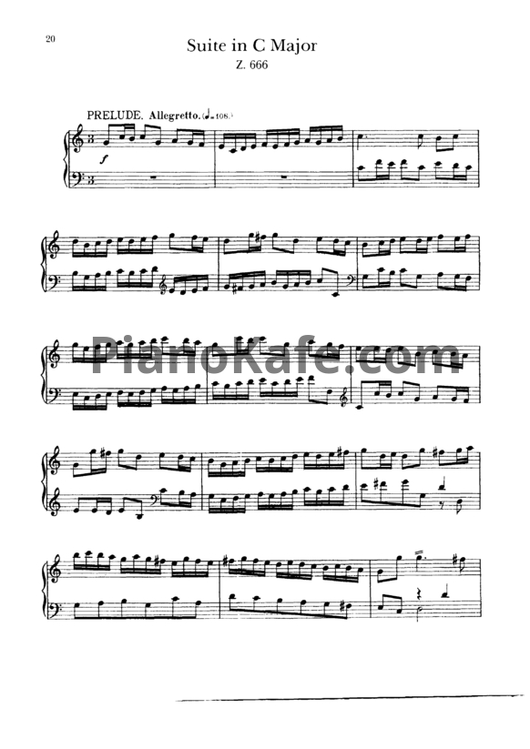Ноты Генри Пёрселл - Сюита для клавесина № 5 до мажор (Z 666) - PianoKafe.com
