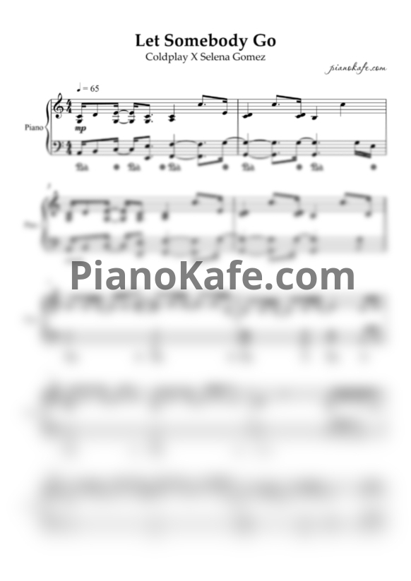 Ноты Coldplay & Selena Gomez - Let somebody go (Piano cover) - PianoKafe.com