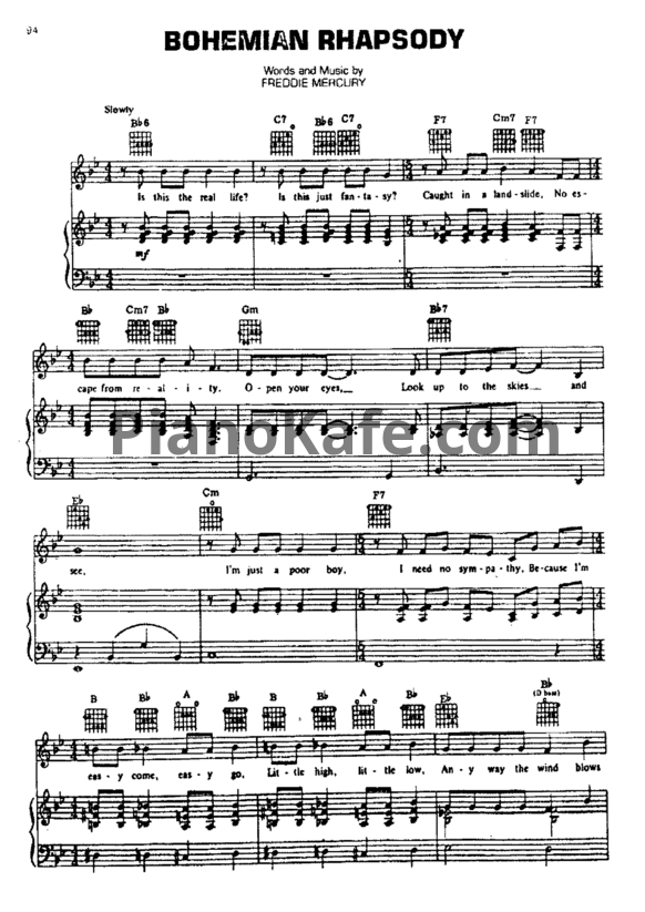 Ноты Queen - Bohemian rhapsody - PianoKafe.com