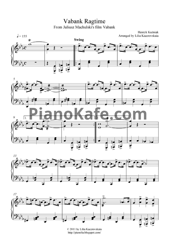 НОТЫ Henryk Kuzniak - Va-Bank Ragtime - Ноты Для Фортепиано.