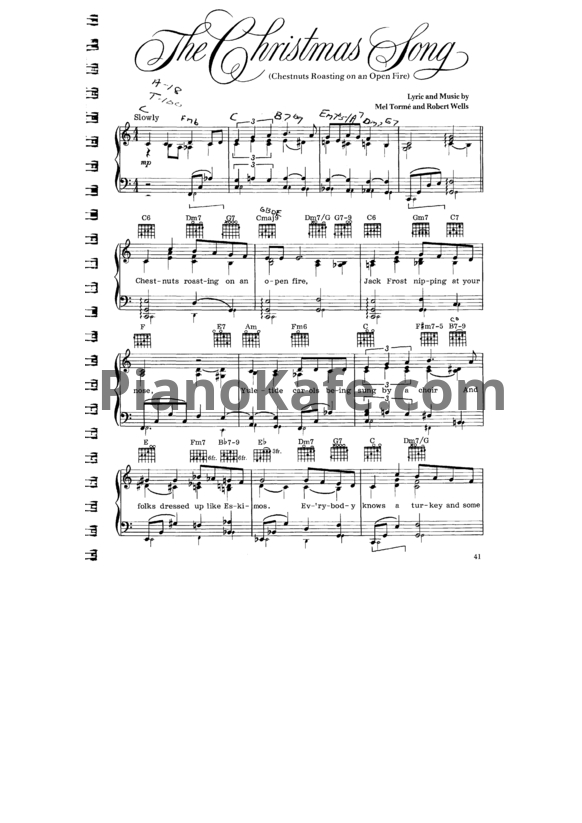 Ноты Nat King Cole - The Christmas song - PianoKafe.com