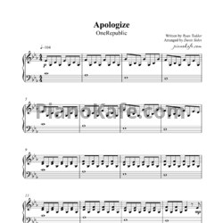 apologize one republic piano sheet music