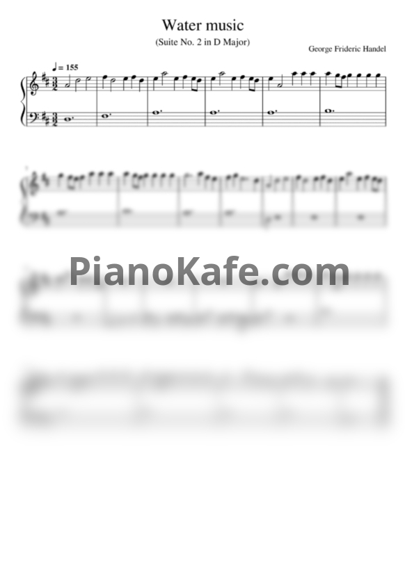 Ноты Георг Гендель - Water music (Сюита №2 ре мажор) - PianoKafe.com