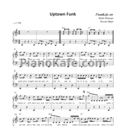 Noty Mark Ronson Feat Bruno Mars Uptown Funk Noty Dlya Fortepiano Pianokafe