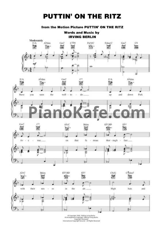 Ноты Irving Berlin - Puttin' on the ritz - PianoKafe.com