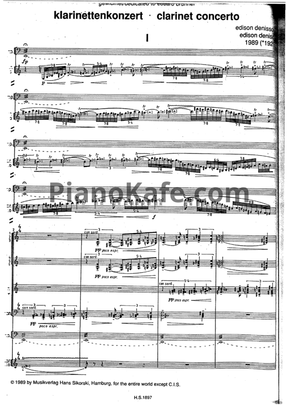 Ноты Эдисон Денисов - Концерт для кларнета и оркестра (Партитура) - PianoKafe.com