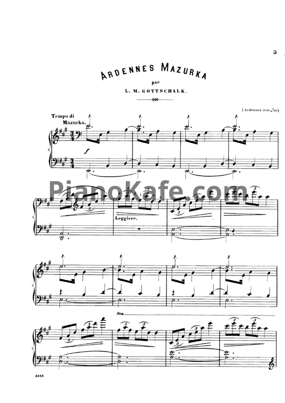 Ноты Луи Моро Готшалк - Souvenir des Ardennes - PianoKafe.com
