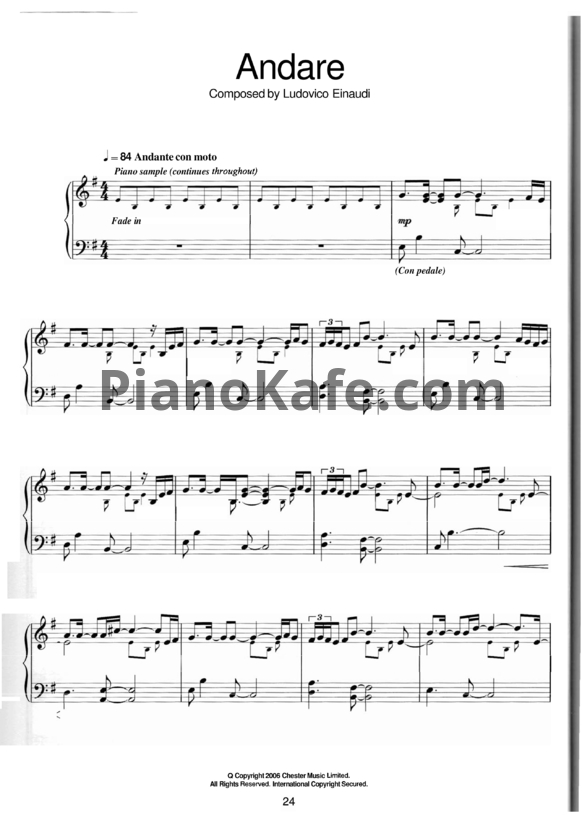 Ноты Ludovico Einaudi - Andare - PianoKafe.com