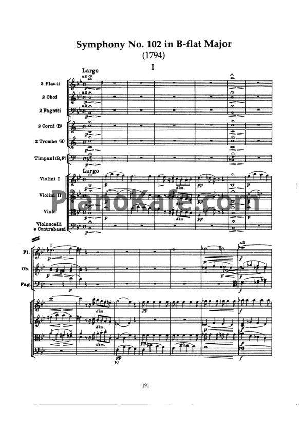 Ноты Йозеф Гайдн - Симфония №102 си-бемоль мажор (Партитура) - PianoKafe.com