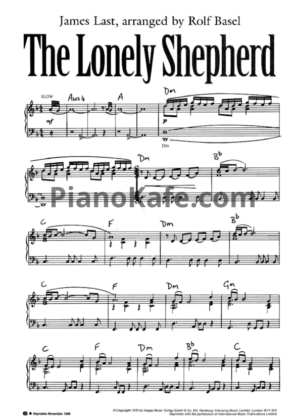 Ноты James Last - The lonely shepherd (Одинокий пастух) - PianoKafe.com