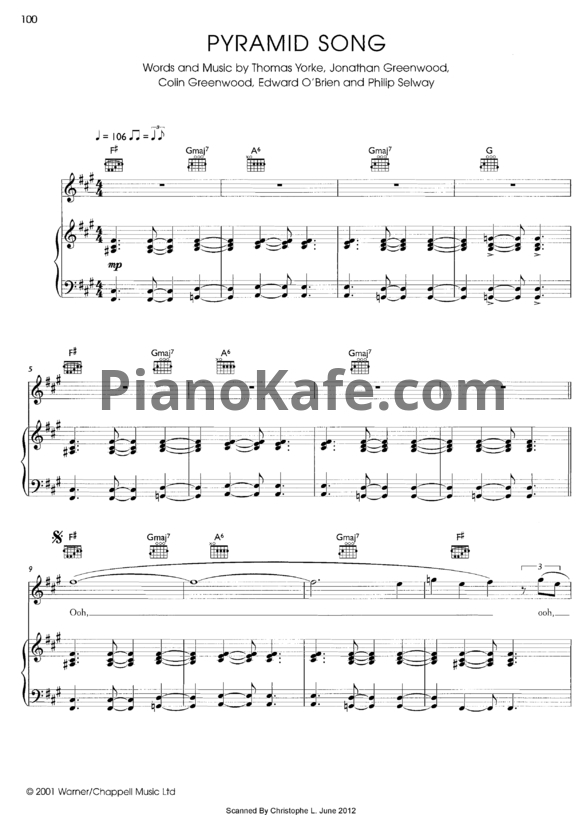 Ноты Radiohead - Pyramid song - PianoKafe.com
