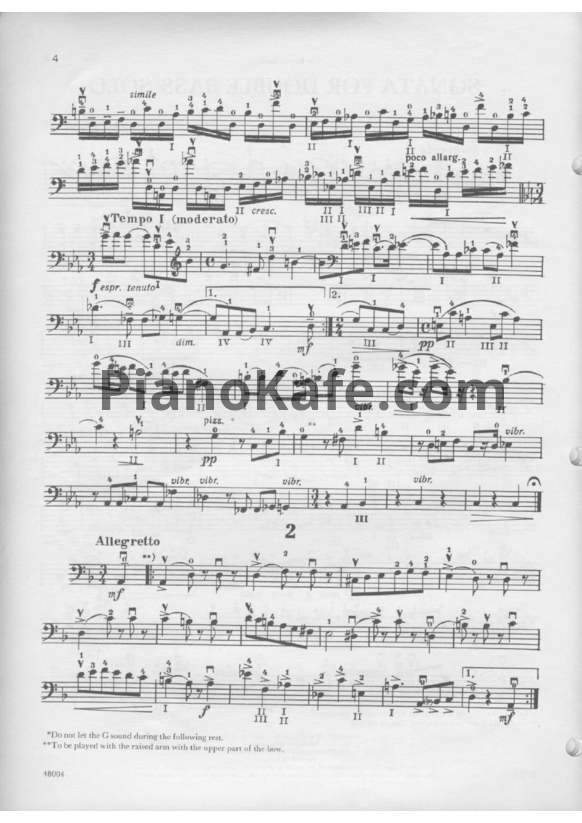 Ноты Юрий Левитин - Соната для контрабаса соло (Соч. 58) - PianoKafe.com