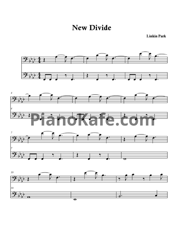 Ноты Linkin Park - New divide - PianoKafe.com