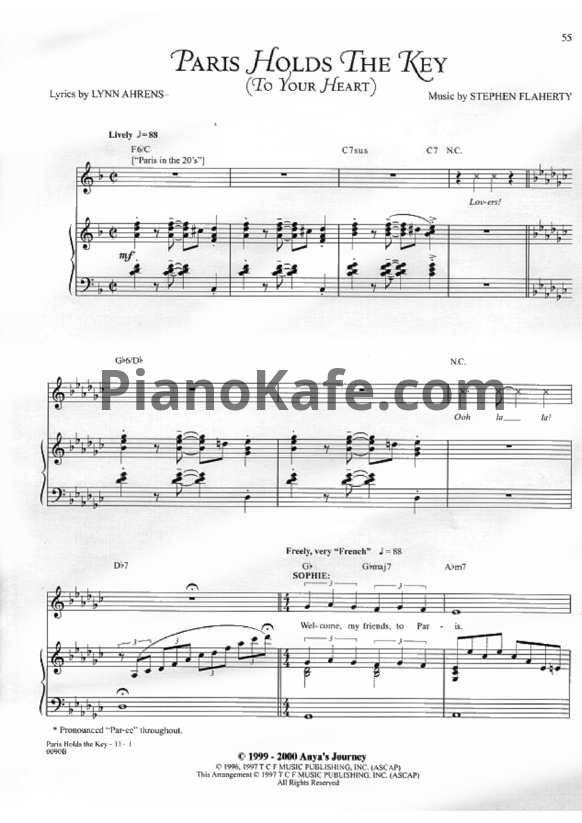 Ноты Stephen Flaherty - Paris holds the key (To your heart) - PianoKafe.com