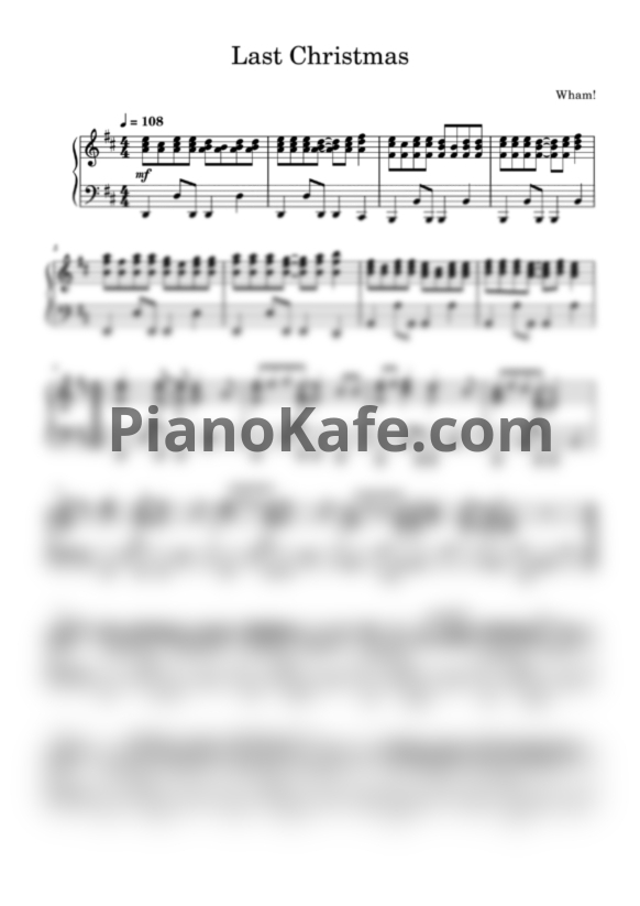 Ноты Wham! - Last Christmas (Play the piano cover) - PianoKafe.com