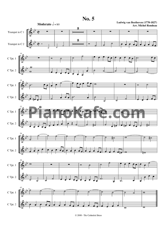 Ноты Л. В. Бетховен - Fifteen fugues for brass No. 5 - PianoKafe.com