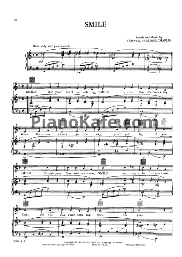 Ноты Nat King Cole - Smile - PianoKafe.com