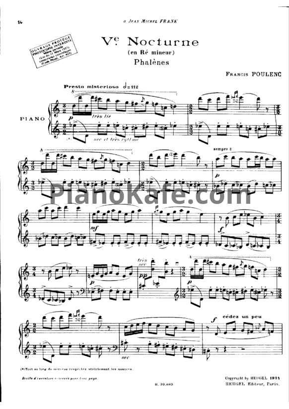 Ноты Франсис Пуленк - Сборник ноктюрнов - PianoKafe.com