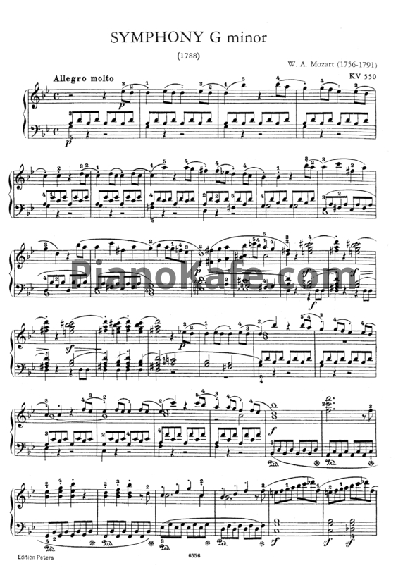 Ноты В. Моцарт - Симфония №40 (K. 550) - PianoKafe.com