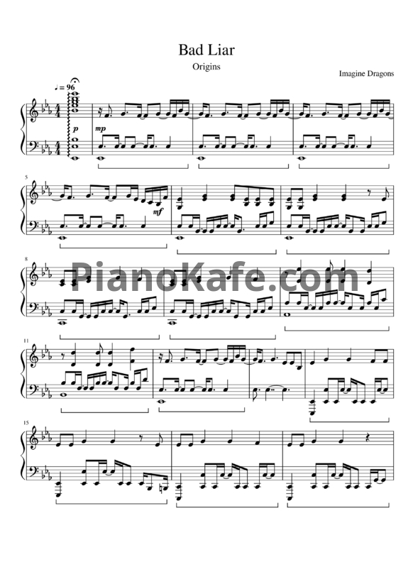 Ноты Imagine Dragons - Bad liar - PianoKafe.com