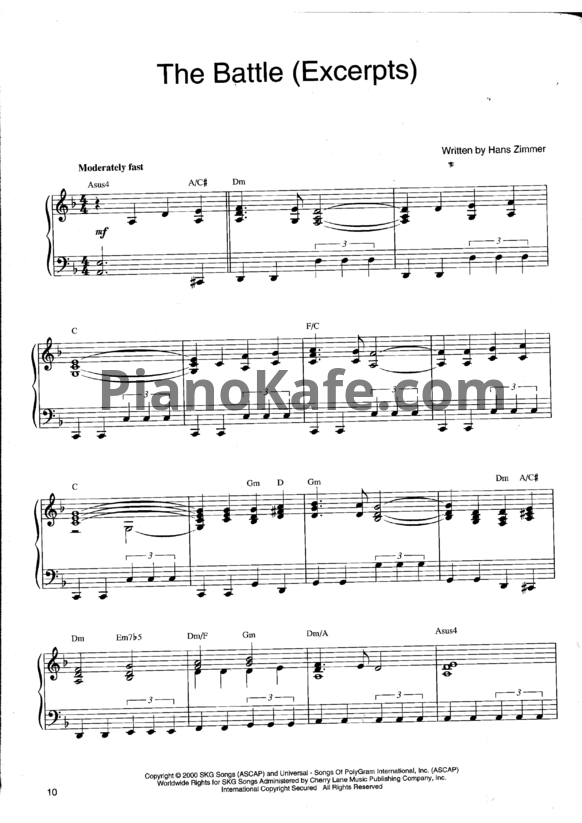 Ноты Hans Zimmer - Gladiator (Книга нот) - PianoKafe.com