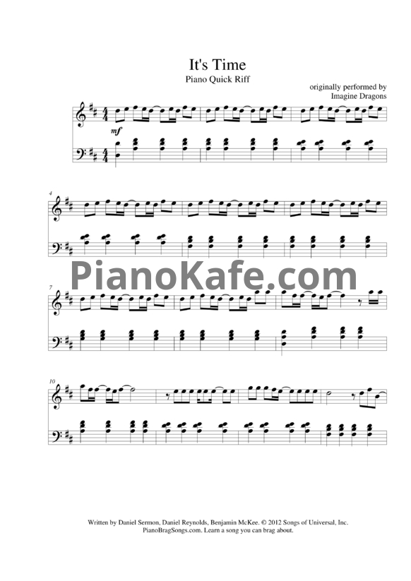 Ноты Imagine Dragons - It's time - PianoKafe.com