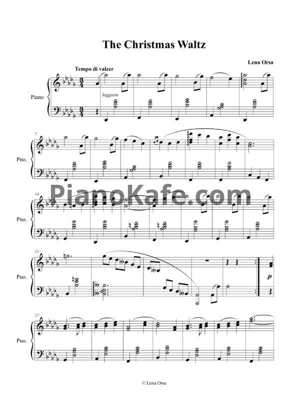 Ноты Лена Орса - Новогодний вальс (Christmas Waltz) - PianoKafe.com
