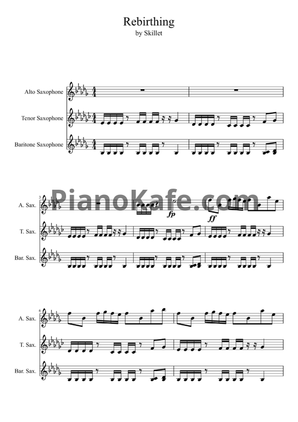 Ноты Skillet - Rebirthing - PianoKafe.com