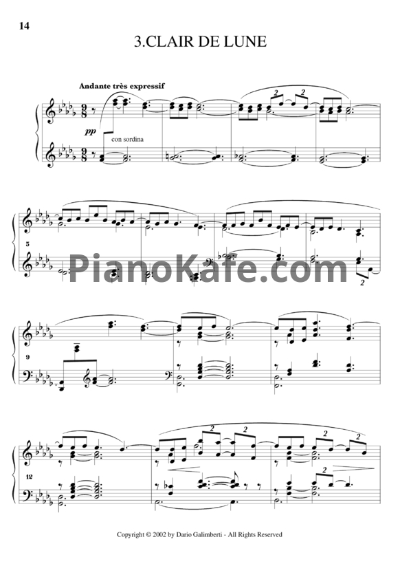 Ноты Claude Debussy - Clair de lune (Лунный свет) - PianoKafe.com
