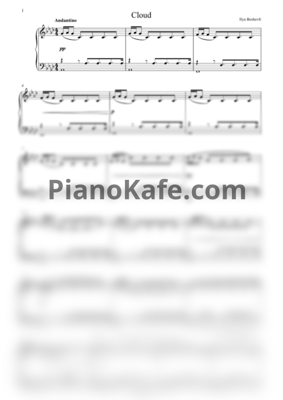 Ноты Ilya Beshevli - Cloud - PianoKafe.com