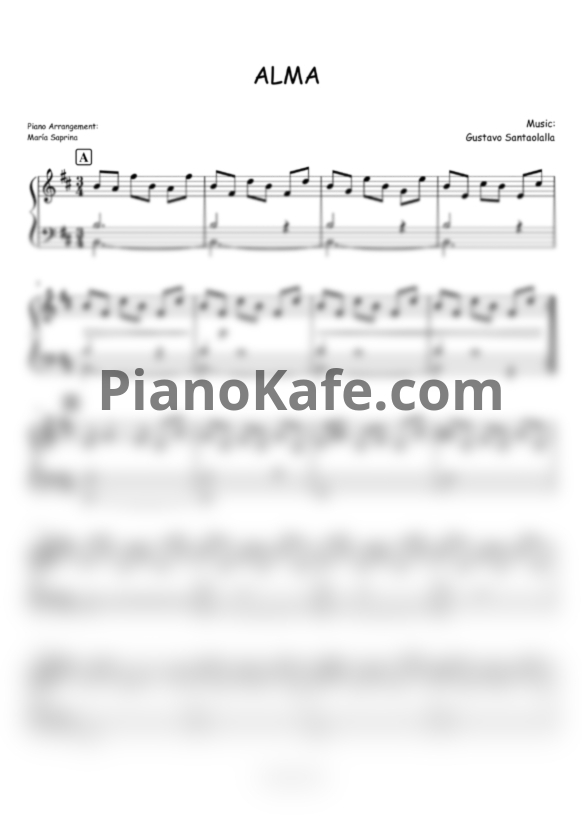 Ноты Alma - Gustavo Santaolalla - PianoKafe.com