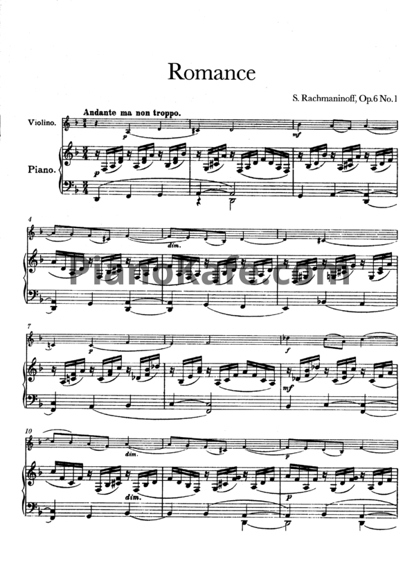 Ноты Сергей Рахманинов - 2 пьесы для скрипки и фортепиано (Op. 6) - PianoKafe.com
