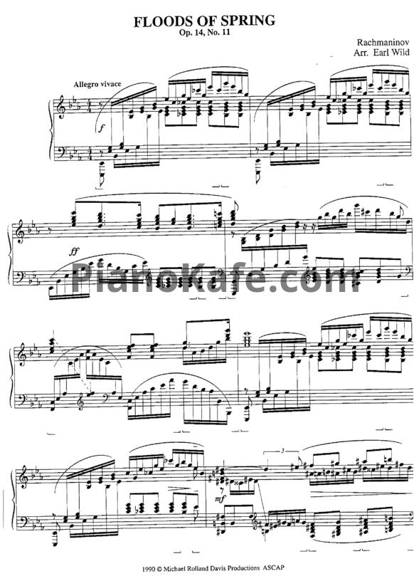 Ноты Сергей Рахманинов - Весенние воды (Op. 14, №11) - PianoKafe.com
