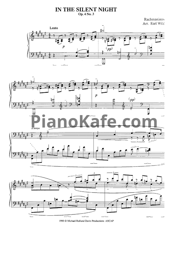 Ноты Сергей Рахманинов - In the silent night (Op. 4, №3) - PianoKafe.com