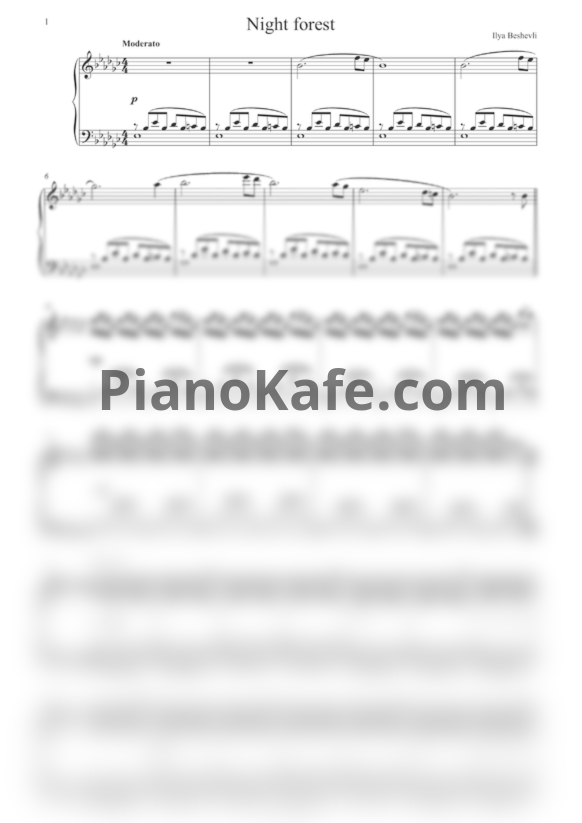 Ноты Илья Бешевли - Night forest - PianoKafe.com
