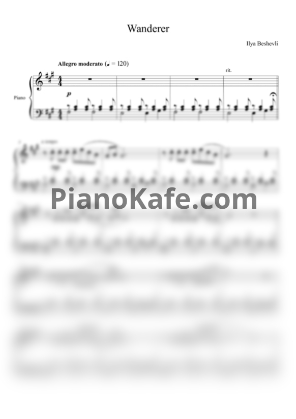 Ноты Ilya Beshevli - Wanderer - PianoKafe.com