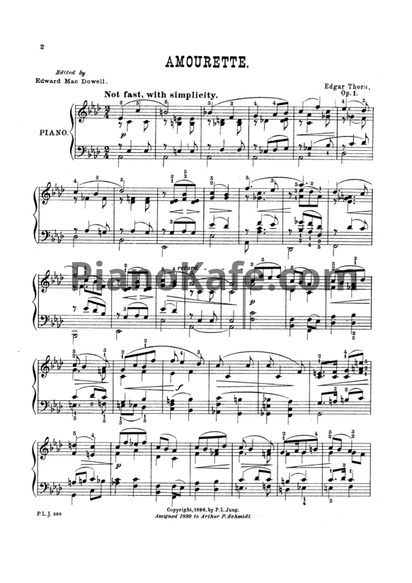 Ноты Эдуард Мак-Доуэлл - Amourette (Op. 1) - PianoKafe.com