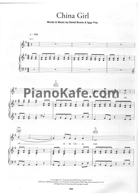 Ноты David Bowie - China girl - PianoKafe.com