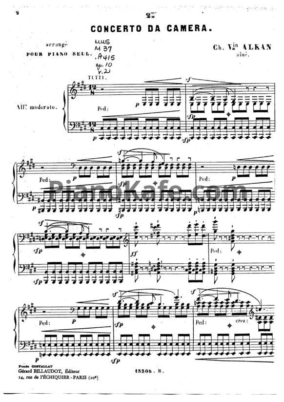 Ноты Шарль Алькан - Камерный концерт ля минор (Op. 10 №2) - PianoKafe.com