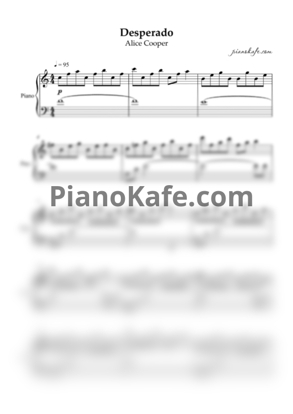 Ноты Alice Cooper - Desperado (Piano cover) - PianoKafe.com