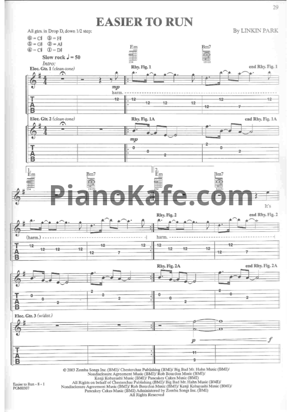 Ноты Linkin Park - Easier to run - PianoKafe.com