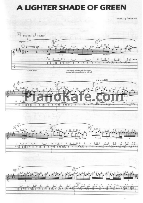 Ноты Steve Vai - A lighter shade of green - PianoKafe.com