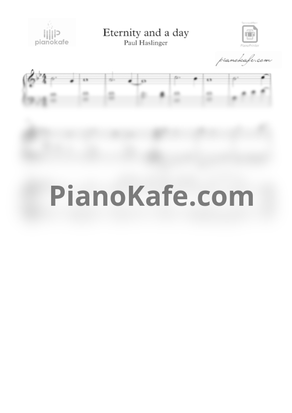 Ноты Paul Haslinger - Eternity and a day - PianoKafe.com