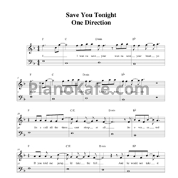Ноты One Direction - Save you tonight - предпросмотр