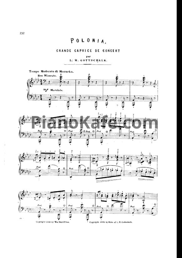 Ноты Луи Моро Готшалк - Polonia (Op. 43) - PianoKafe.com