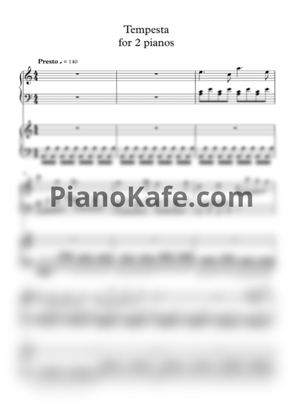 Ноты Florian Christl - Tempesta for 2 Pianos (по мотивам Бетховена) - PianoKafe.com