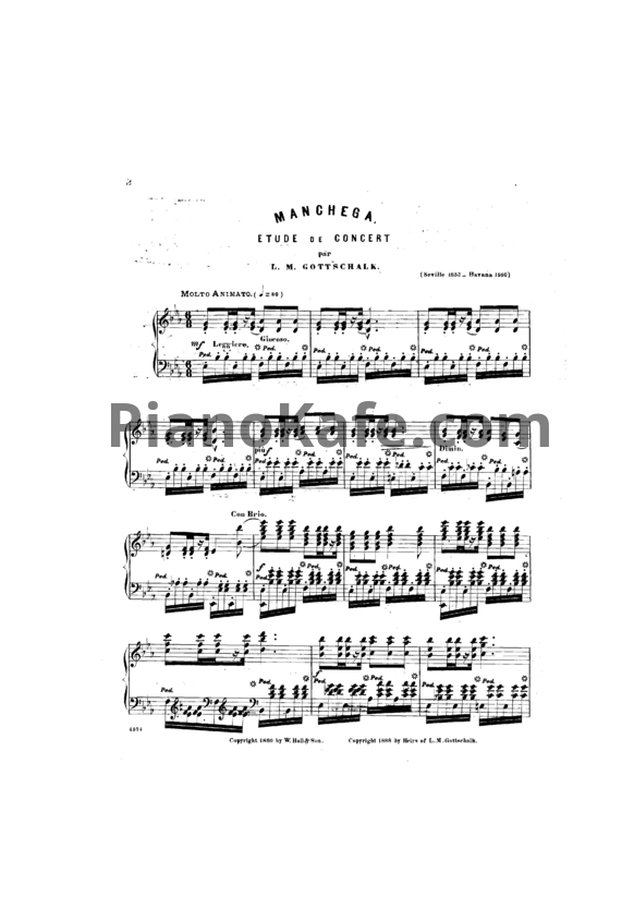 Ноты Луи Моро Готшалк - Manchega (Op. 38) - PianoKafe.com
